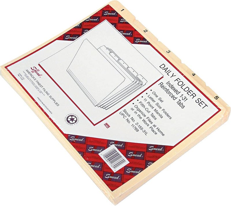 Smead Indexed File Folders, 1/5-Cut Tab, Assorted Positions, Indexed, Letter Size, Manila (1-31) - Image 2